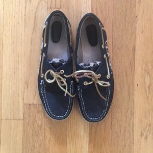Black And Cheetah Sperry Top Siders